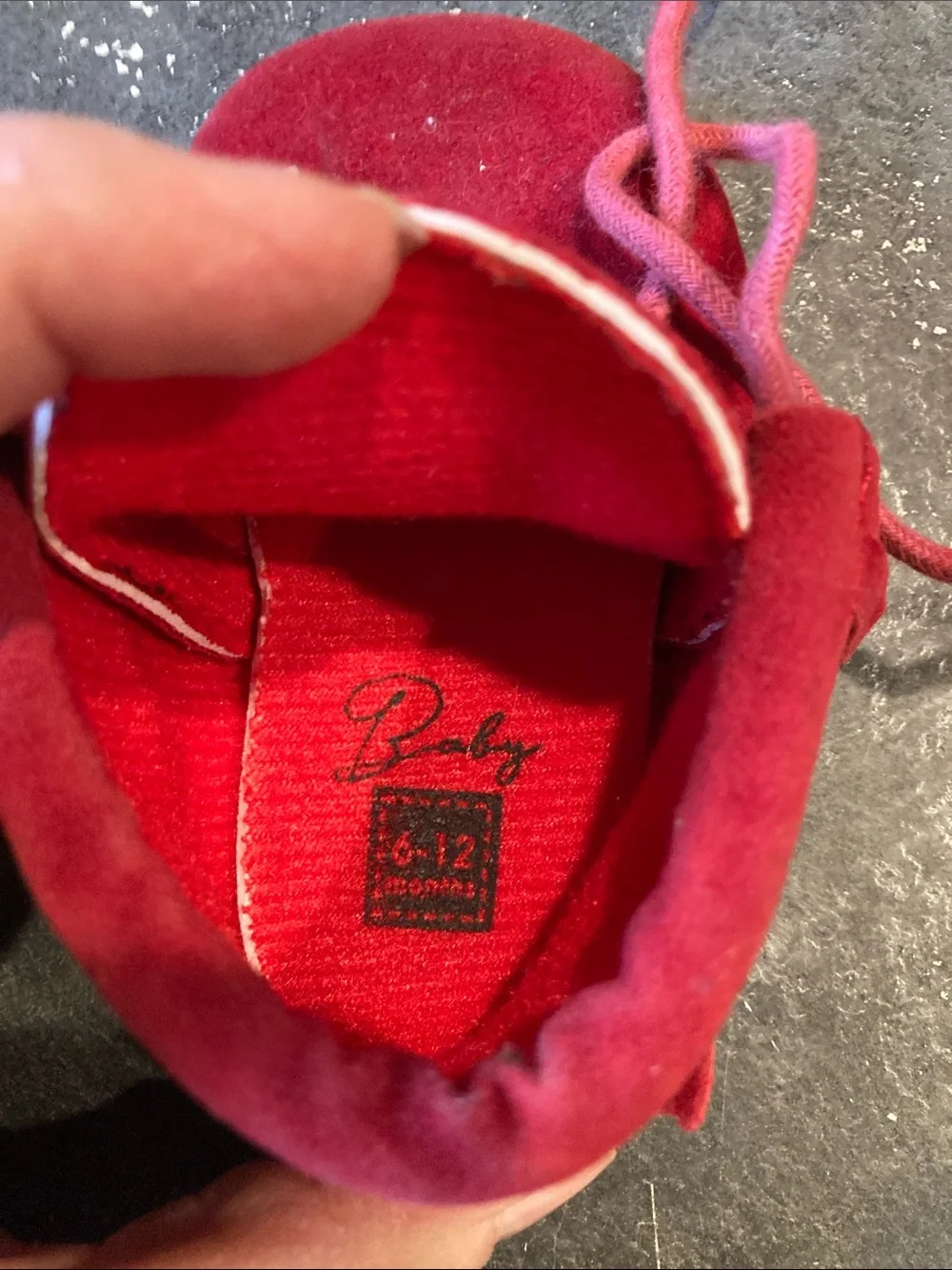 Girls Baby red fringe moccasin boots size 6-12 months